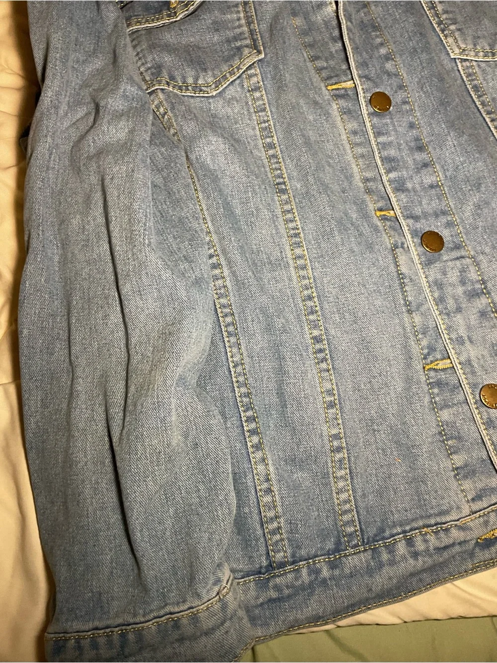 Light Blue Denim Jacket with Detachable Gray Hood - Picture 4 of 9